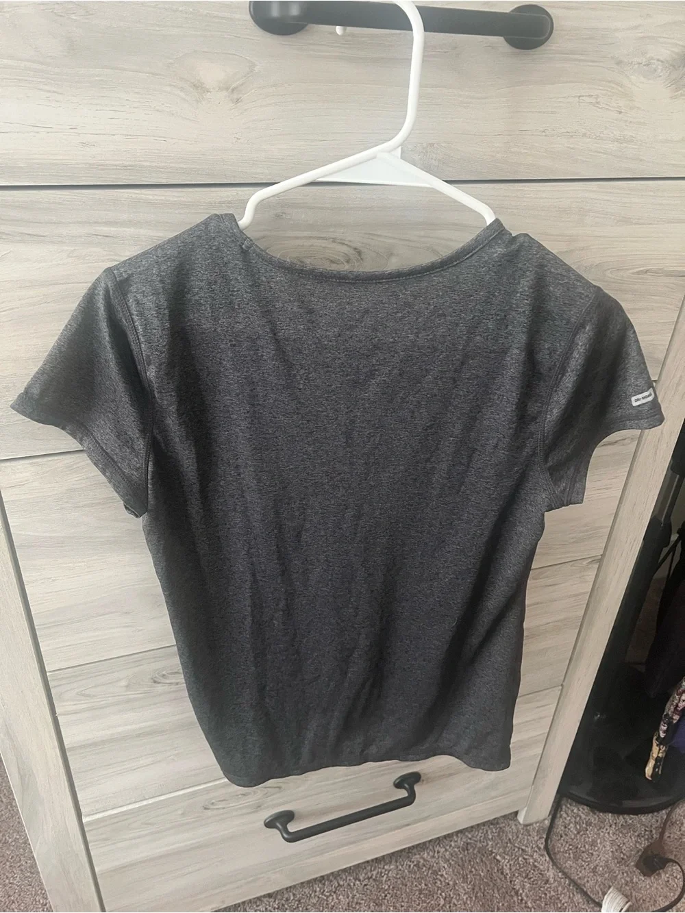 Danskin Now Dark Gray Short Sleeve V-Neck Active Tee